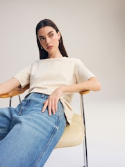 Oatmeal Cream Heavyweight Short Sleeve Crew Neck T-Shirt - Image 6 of 12