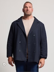BadRhino Big & Tall Blue Double Breasted Pea Coat - Image 1 of 6