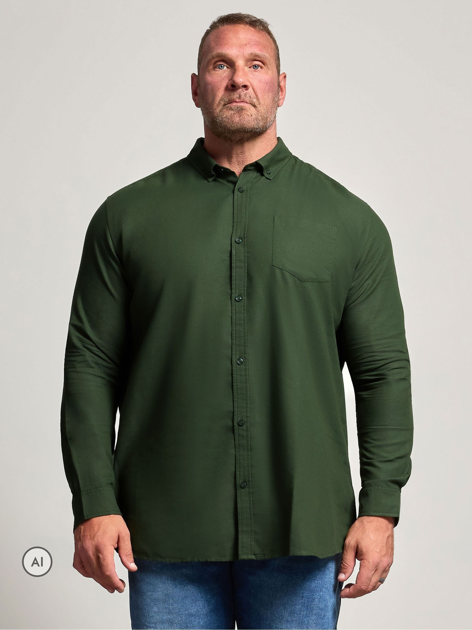 BadRhino Mens Big & Tall Oxford Button-Down Collar Shirt, Green, Size 7-8Xl, Men - Image 3
