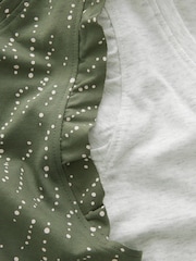 Green/Grey 2 Pack 100% Cotton Vest Short Set Pyjamas - Image 5 of 5