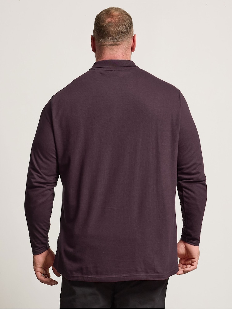 BadRhino Big & Tall Red Long Sleeve Core Polo Shirt - Image 2 of 6 BadRhino Big & Tall Red Long Sleeve Core Polo Shirt - Image 2 of 6