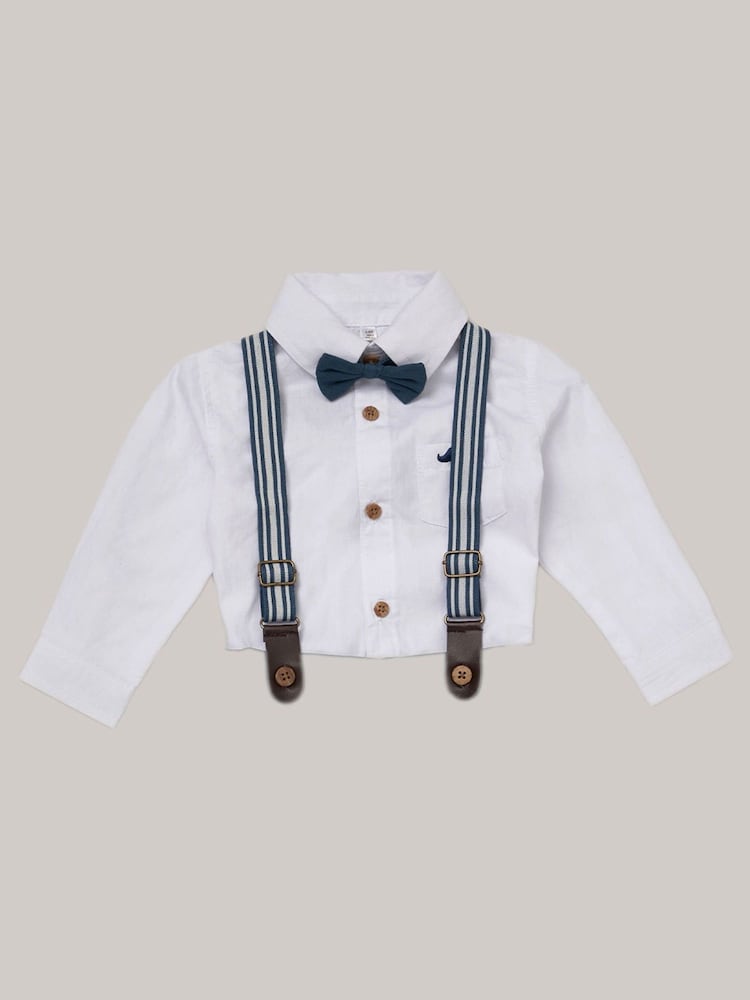 Little Gent Baby 100% Cotton Mock Shirt Bodysuit and Braces Dungarees 3 Piece Gift Set - Image 2 of 4