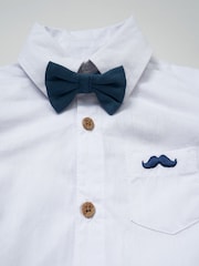 Little Gent Baby 100% Cotton Mock Shirt Bodysuit and Braces Dungarees 3 Piece Gift Set - Image 4 of 4
