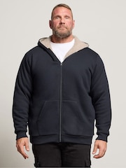 BadRhino Big & Tall Blue Borg Lined Zip Through Hoodie - Image 1 of 6