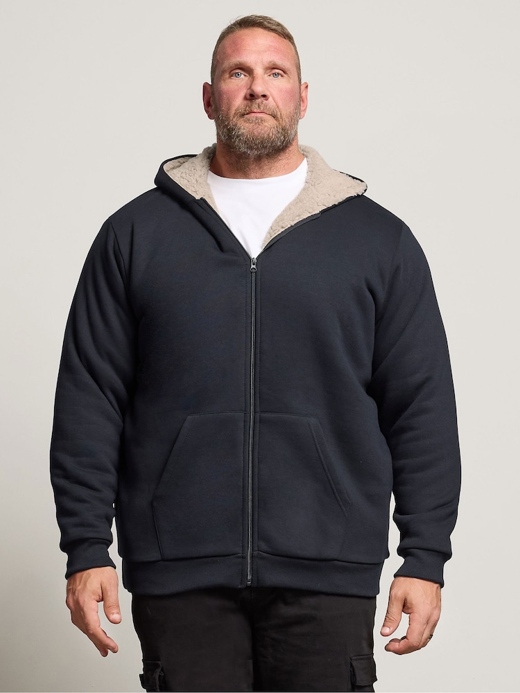 BadRhino Big & Tall Blue Borg Lined Zip Through Hoodie - Image 1 of 6 BadRhino Big & Tall Blue Borg Lined Zip Through Hoodie - Image 1 of 6
