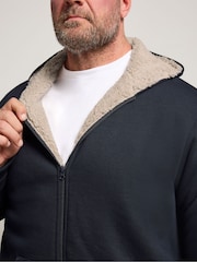 BadRhino Big & Tall Blue Borg Lined Zip Through Hoodie - Image 4 of 6