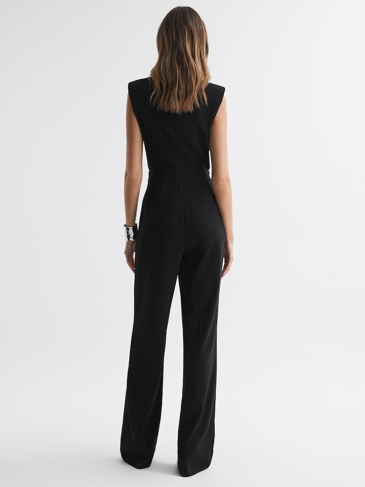 Reiss Black Saskia Satin Lapel Jumpsuit - Image 5 of 5
