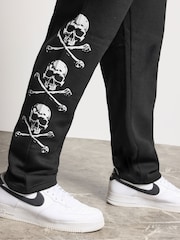 BadRhino Big & Tall Black Side Skull Open Hem Joggers - Image 4 of 6