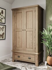 K Interiors Brown Embleton Solid Wood Double, 1 Drawer Wardobe - Image 1 of 4