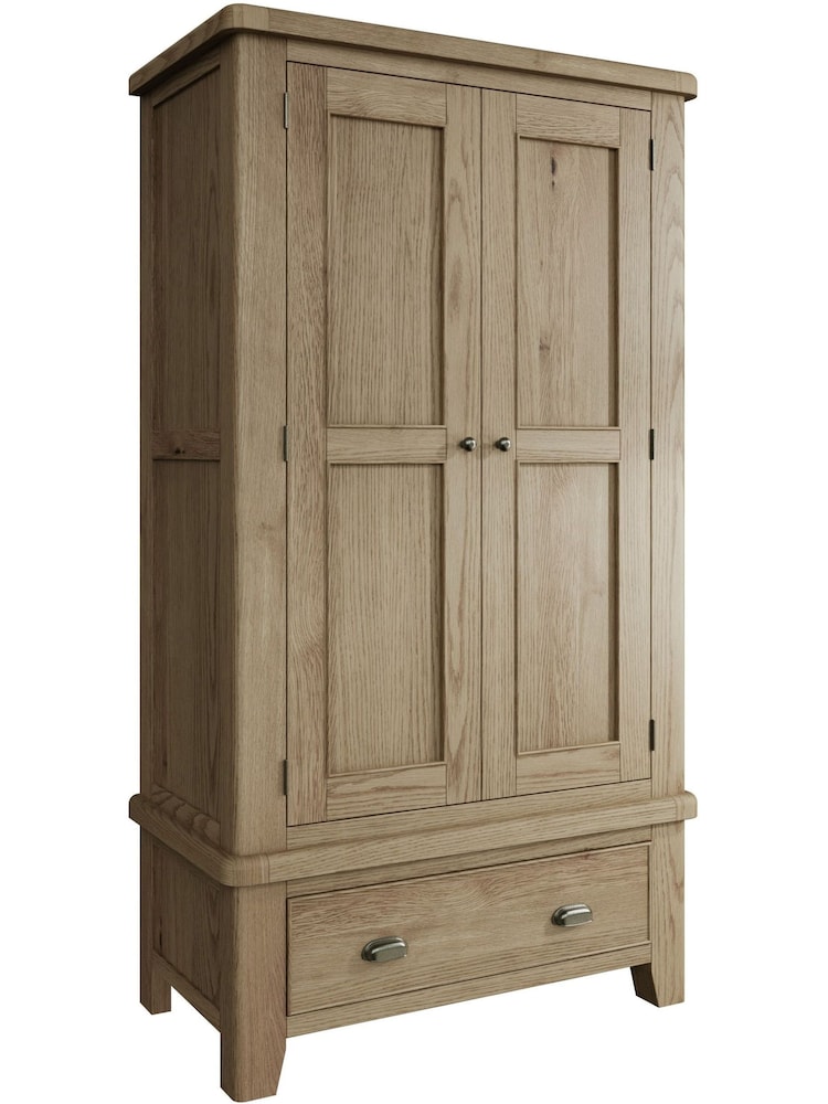 K Interiors Brown Embleton Solid Wood Double, 1 Drawer Wardobe - Image 1 of 2