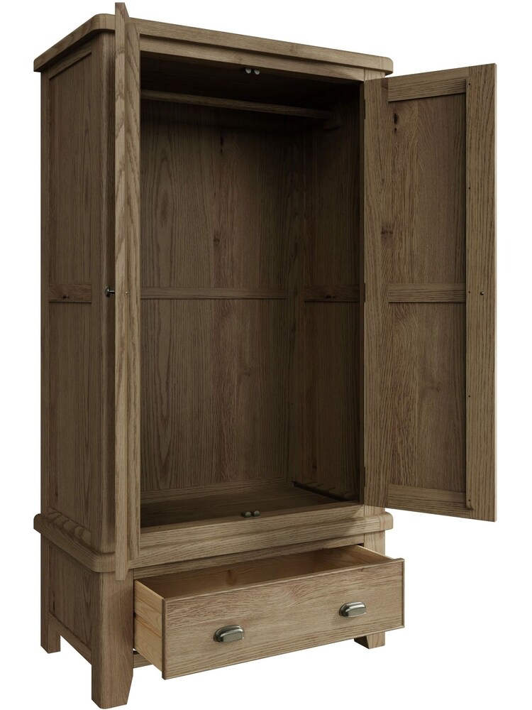 K Interiors Brown Embleton Solid Wood Double, 1 Drawer Wardobe - Image 2 of 2
