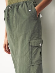 Khaki Green Cargo Midi Skirt - Image 3 of 8
