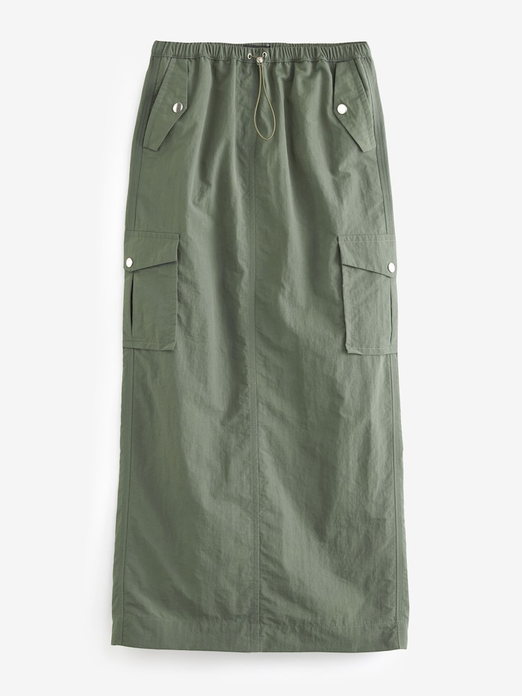 Khaki Green Cargo Midi Skirt - Image 5 of 8
