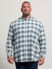 BadRhino Big & Tall Blue Long Brushed Check Long Sleeve Shirt - Image 1 of 6
