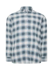 BadRhino Big & Tall Blue Long Brushed Check Long Sleeve Shirt - Image 5 of 6