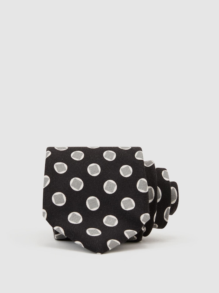 Reiss Lelio Silk Geometric Square Medallion-Print Tie - 5의 이미지 1