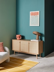 MADE.COM Oak Effect Pavia Rattan Large Sideboard - Image 1 of 8