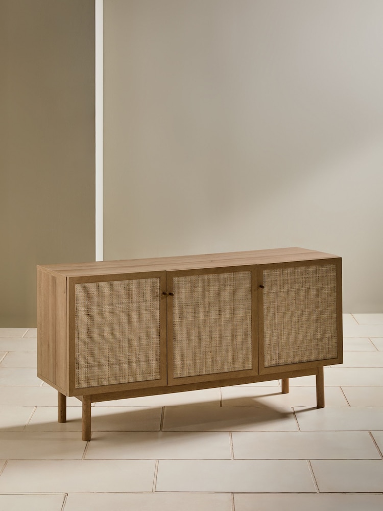 MADE.COM Oak Effect Pavia Rattan Large Sideboard - Image 2 of 8