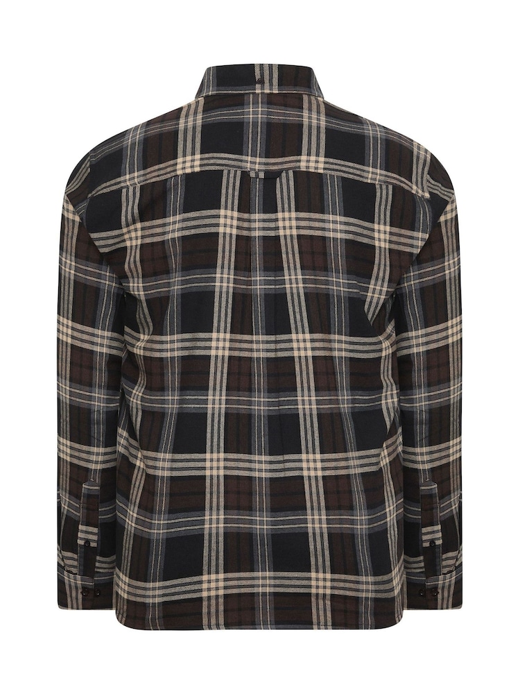 Қоңыр - BadRhino Big & Tall Brushed Check Ұзын жеңді көйлек - 6суретінің 6 суреті