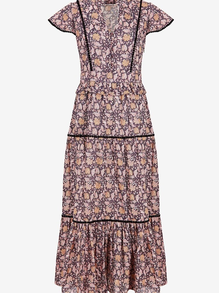 By Iris Purple Allie Maxi 100% Cotton Tiered Dress - Image 5 of 5
