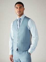 Light Blue Regular Fit Motionflex Stretch Waistcoat - Image 1 of 8