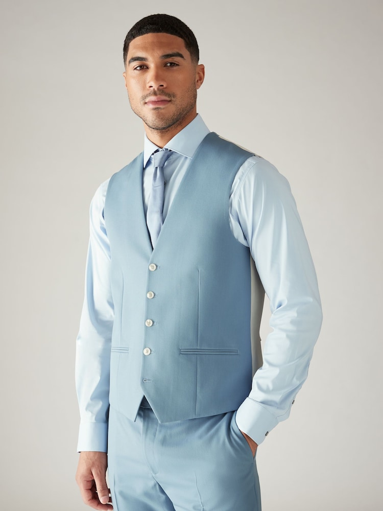 Light Blue Regular Fit Motionflex Stretch Waistcoat - Image 1 of 8