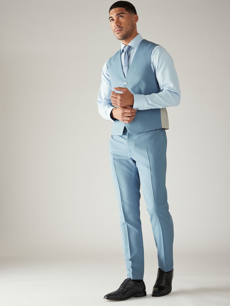Light Blue Regular Fit Motionflex Stretch Waistcoat - Image 2 of 8