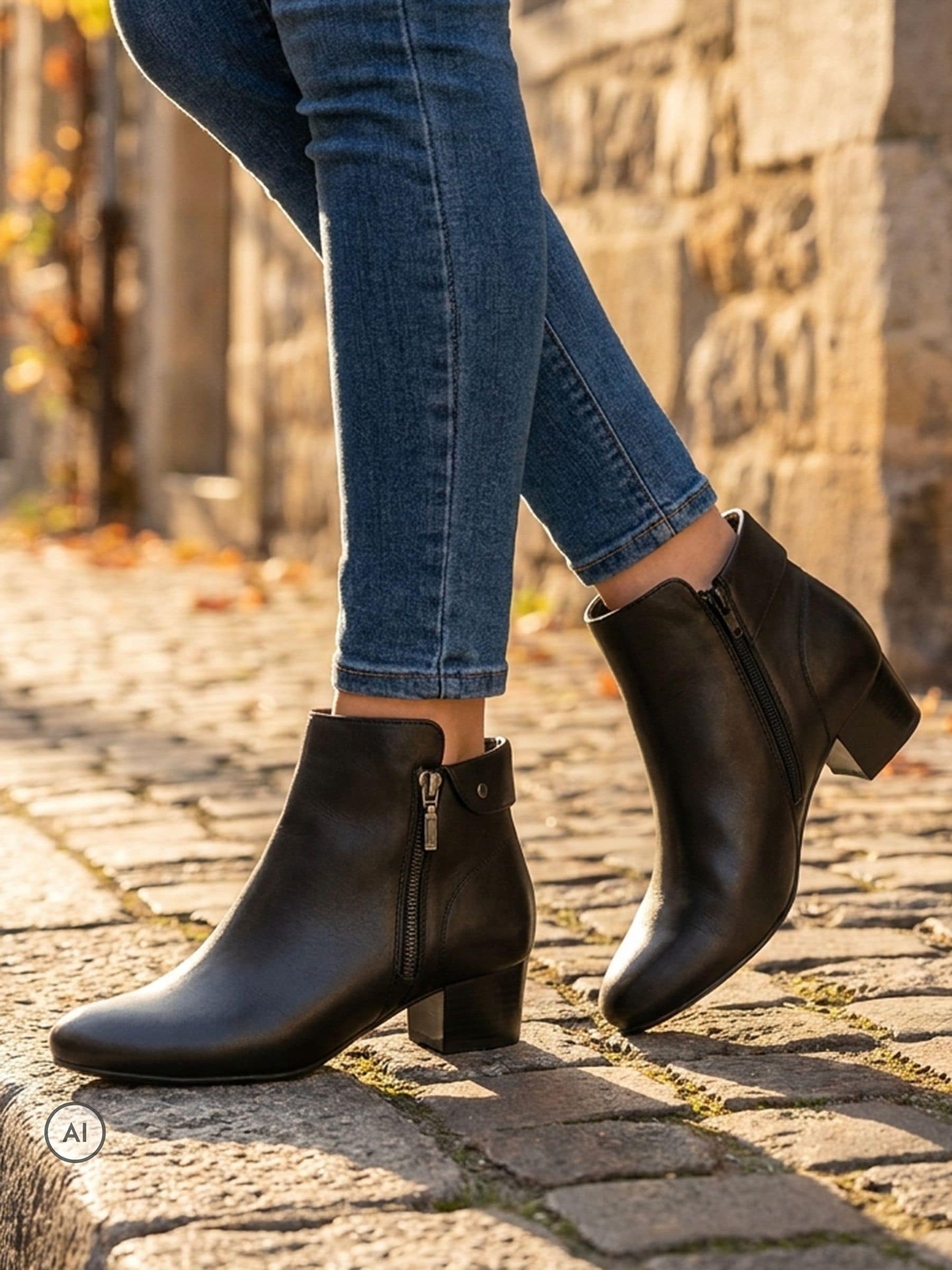 Pavers Women's Smart Zip Up Ankle Boots - Magnu44006 / 330 055 - Black Leather Size 8 - Image 6