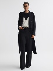 Reiss Black/Ivory Sydney Cashmere-Wool Blend Crew Neck Jumper - Image 3 of 5