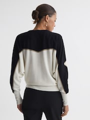 Reiss Black/Ivory Sydney Cashmere-Wool Blend Crew Neck Jumper - Image 5 of 5