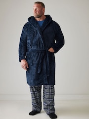 BadRhino Big & Tall Blue Textured Fleece Dressing Gown - Image 1 of 5
