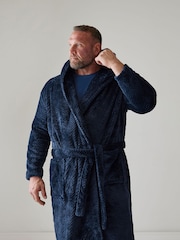 BadRhino Big & Tall Blue Textured Fleece Dressing Gown - Image 2 of 5