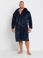 BadRhino Big & Tall Blue Textured Fleece Dressing Gown - Image 4 of 5