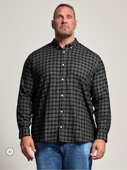 Қара - BadRhino Big & Tall Brushed Check Ұзын жеңді көйлек - 6суретінің 1 суреті