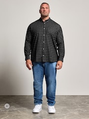 Қара - BadRhino Big & Tall Brushed Check Ұзын жеңді көйлек - 6суретінің 2 суреті