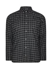 Қара - BadRhino Big & Tall Brushed Check Ұзын жеңді көйлек - 6суретінің 5 суреті