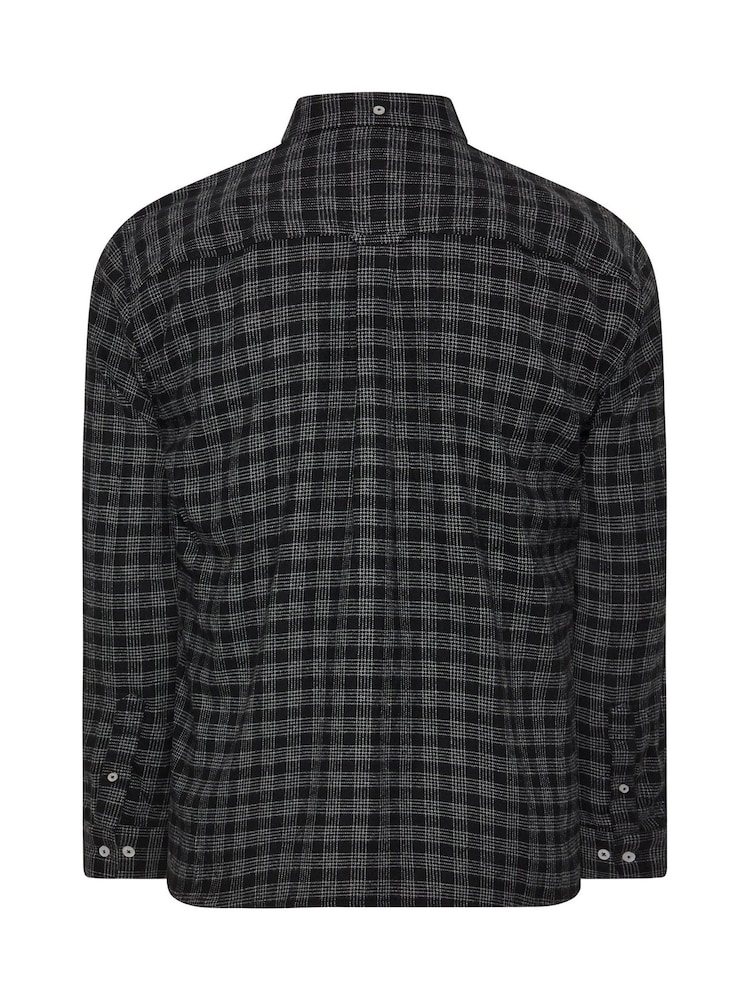Қара - BadRhino Big & Tall Brushed Check Ұзын жеңді көйлек - 6суретінің 6 суреті