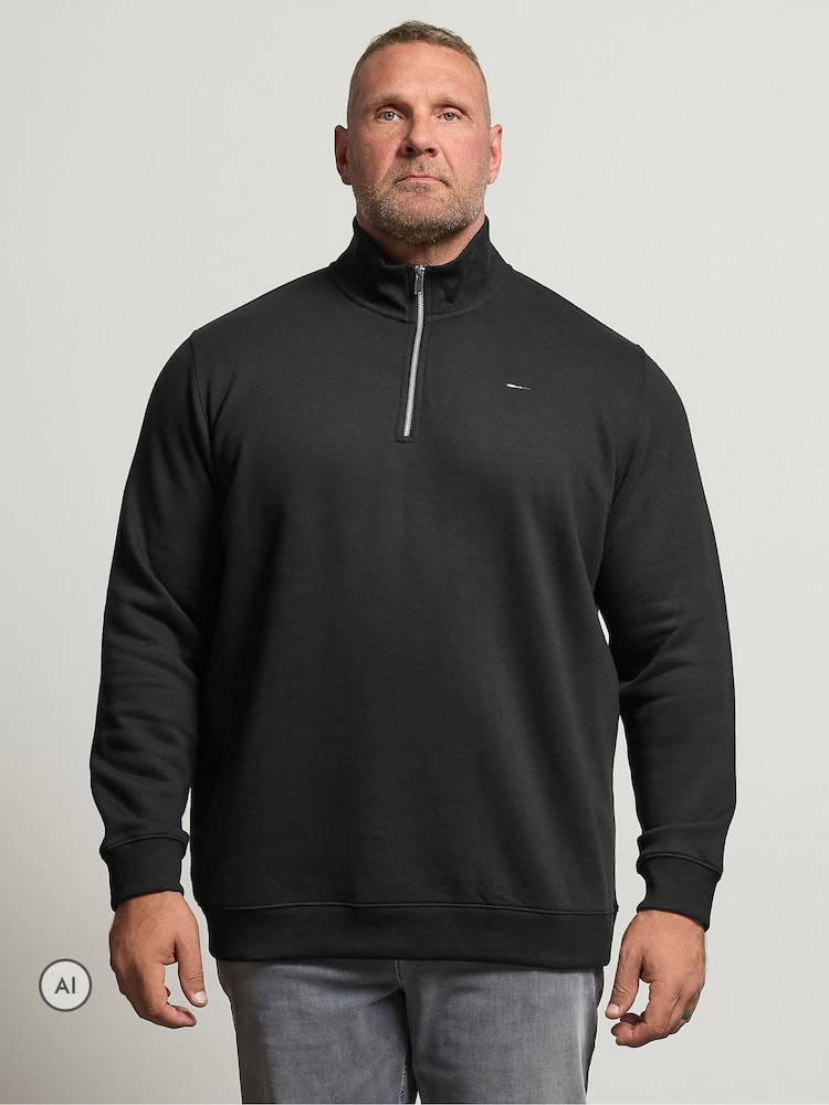 BadRhino Big & Tall Black Half Zip Sweatshirt - Image 1 of 4 BadRhino Big & Tall Black Half Zip Sweatshirt - Image 1 of 4