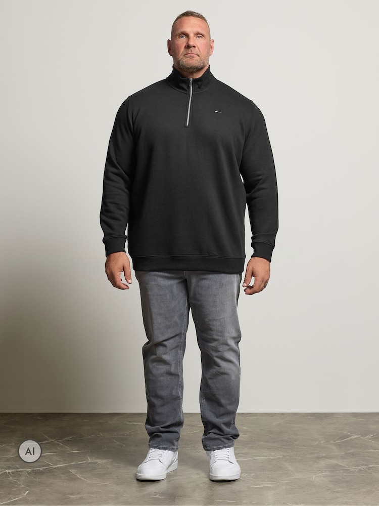 BadRhino Big & Tall Black Half Zip Sweatshirt - Image 2 of 4 BadRhino Big & Tall Black Half Zip Sweatshirt - Image 2 of 4