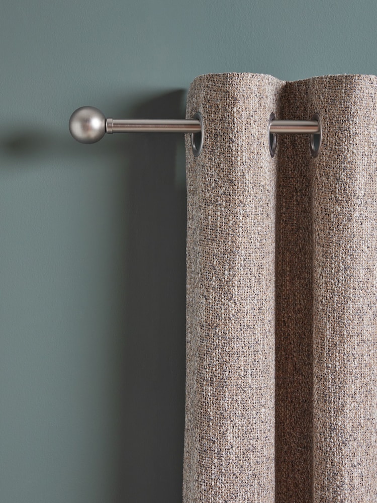 Brushed Silver Ball Finial Extendable Curtain 19mm Pole Kit - Image 2 of 5