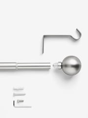 Brushed Silver Ball Finial Extendable Curtain 19mm Pole Kit - Image 4 of 5