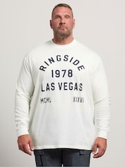 Hvit - Lang - BadRhino Big & Tall Ringside Las Vegas langermet t-skjorte - Bilde 1 av 6