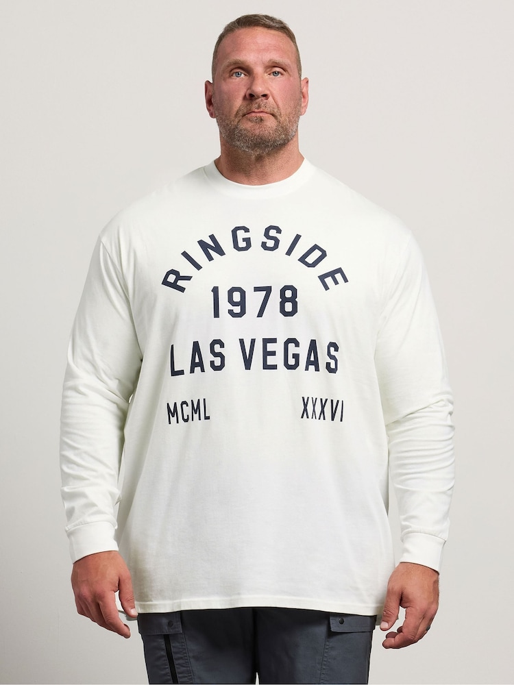 Hvit - Lang - BadRhino Big & Tall Ringside Las Vegas langermet t-skjorte - Bilde 1 av 6