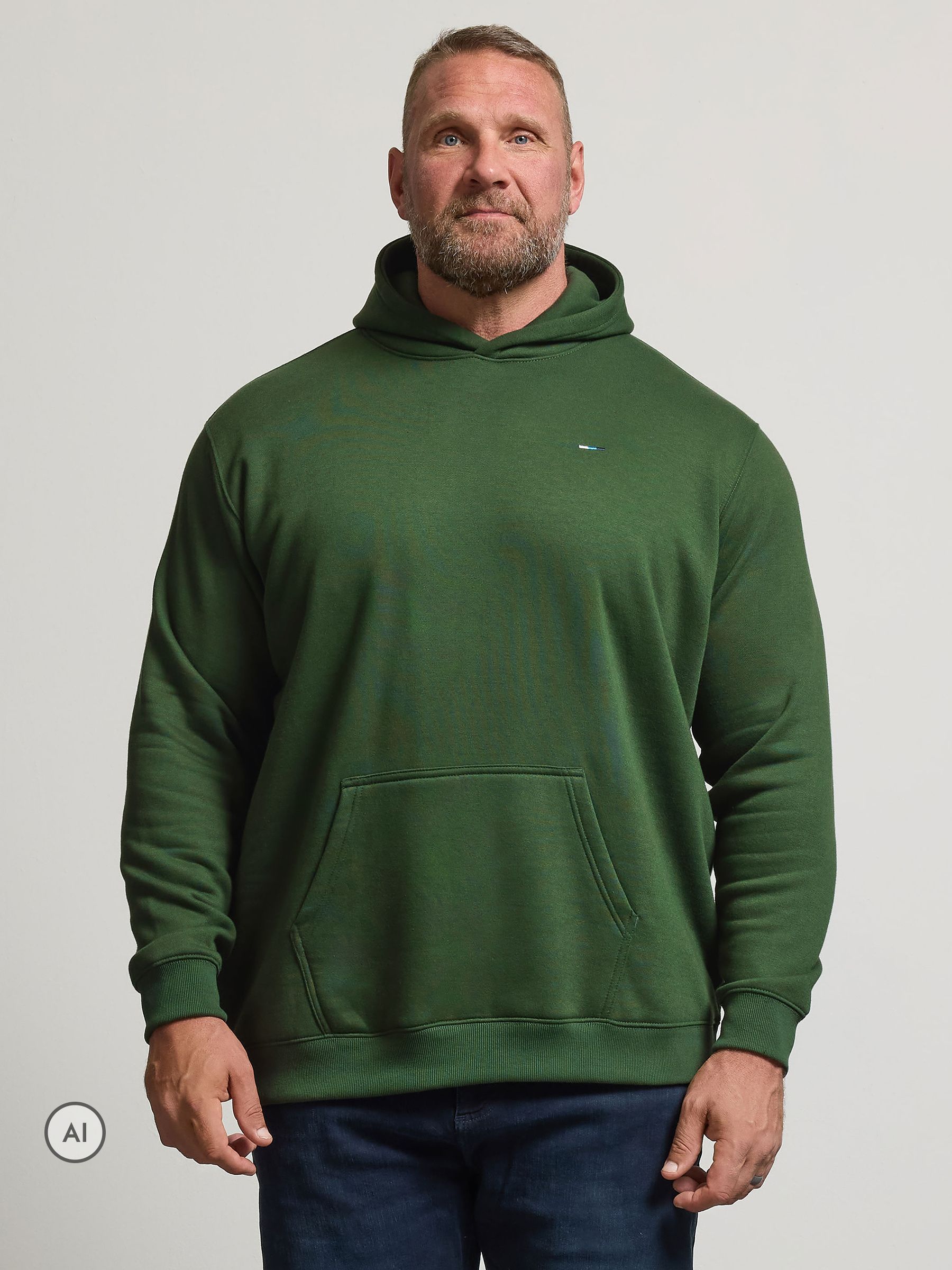 Badrhino Big & Tall Men's Forest Green Front Pocket Hoodie