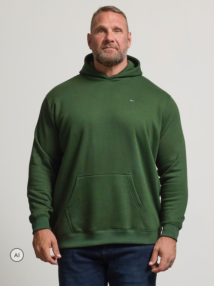 Donkergroen - BadRhino Big & Tall hoodie met voorzak - Afbeelding 1 van 6