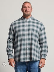 Көк - BadRhino Big & Tall Brushed Check Ұзын жеңді көйлек - 6суретінің 1 суреті