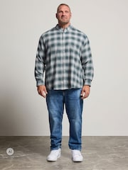 Көк - BadRhino Big & Tall Brushed Check Ұзын жеңді көйлек - 6суретінің 2 суреті