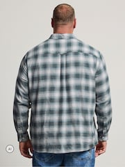 Көк - BadRhino Big & Tall Brushed Check Ұзын жеңді көйлек - 6суретінің 3 суреті