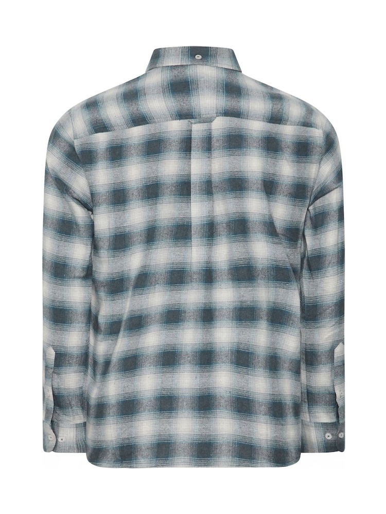 Көк - BadRhino Big & Tall Brushed Check Ұзын жеңді көйлек - 6суретінің 6 суреті