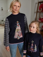 Navy Blue Christmas Tree Matching Family Older Girls Jumper (3-16yrs) - Image 2 of 5